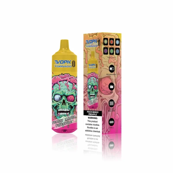 VOPK Tornado 9000 RGB disposable vape - Peach Mango Pineapple flavor