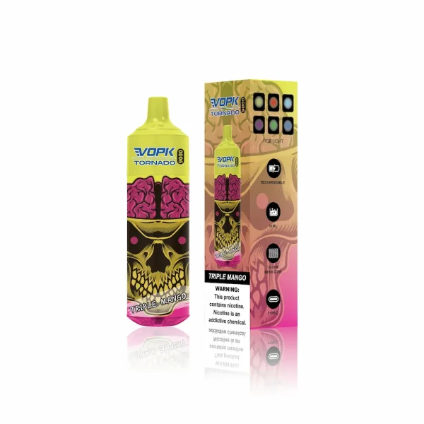 VOPK Tornado 9000 RGB disposable vape - Triple Mango flavor