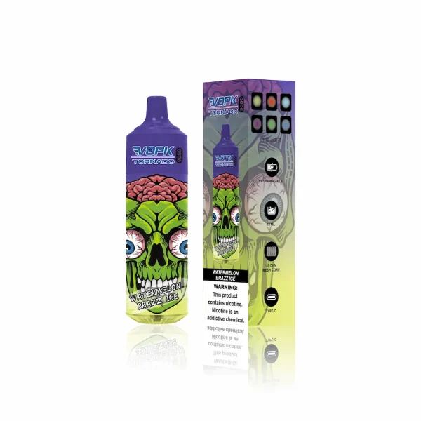 VOPK Tornado 9000 RGB disposable vape - Watermelon Brazz Ice flavor