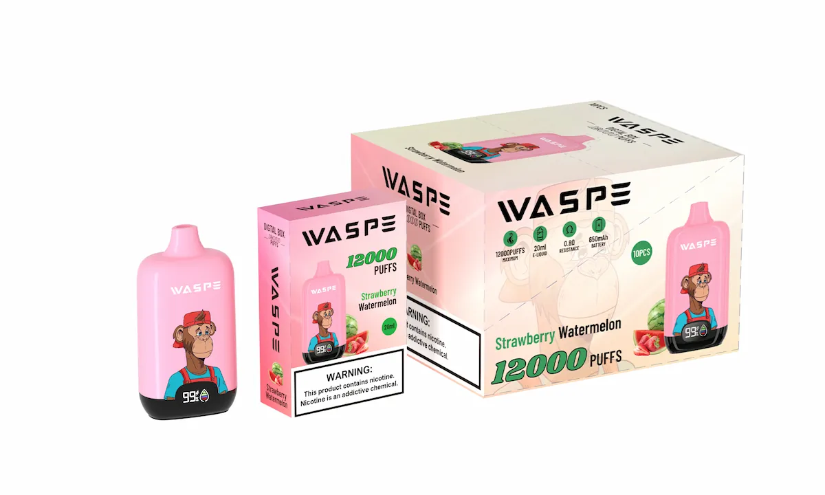 Waspe 12000 12k Puffs Digital Box Einweg Vape mit Bildschirm 6 WASPE 12000 12K Puffs Digital Box Einweg Vape - Erdbeere Wassermelone