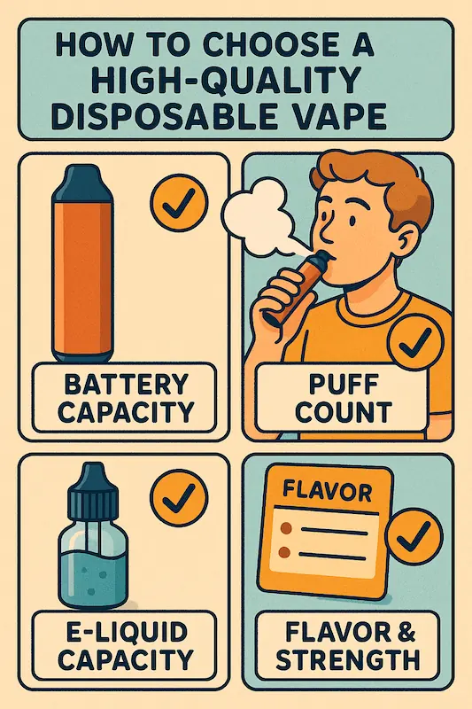 Vape specs including puff count, battery, and e-liquid