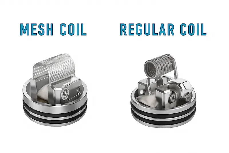 Heating coil of an e-cigarette atomizer for vapor production