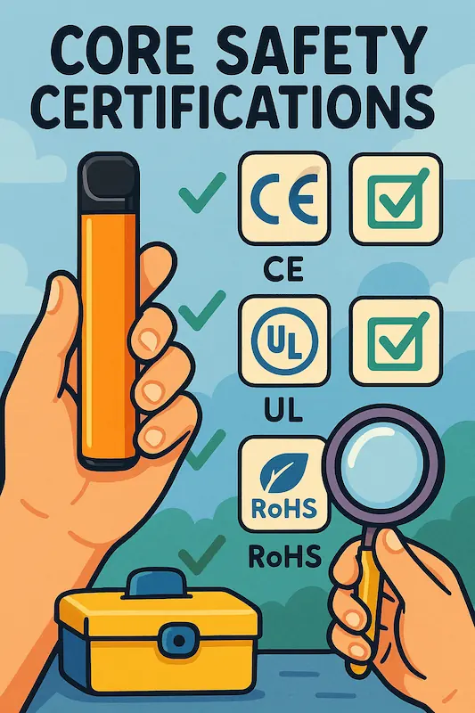 CE, UL, RoHS certifications for vape device safety
