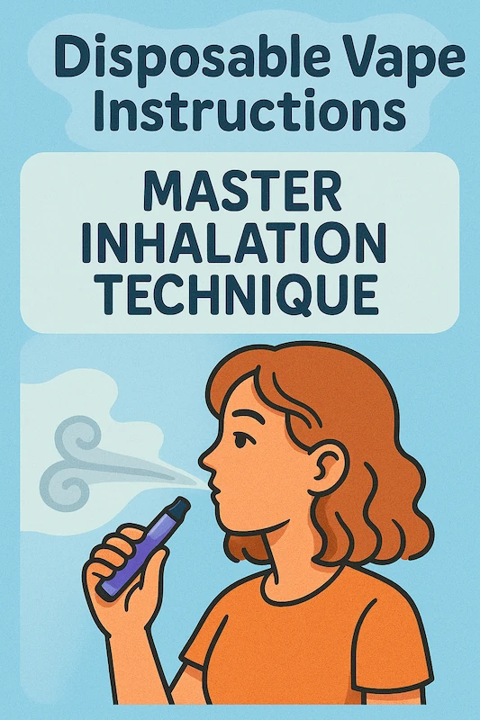 Woman demonstrating proper disposable vape inhalation
