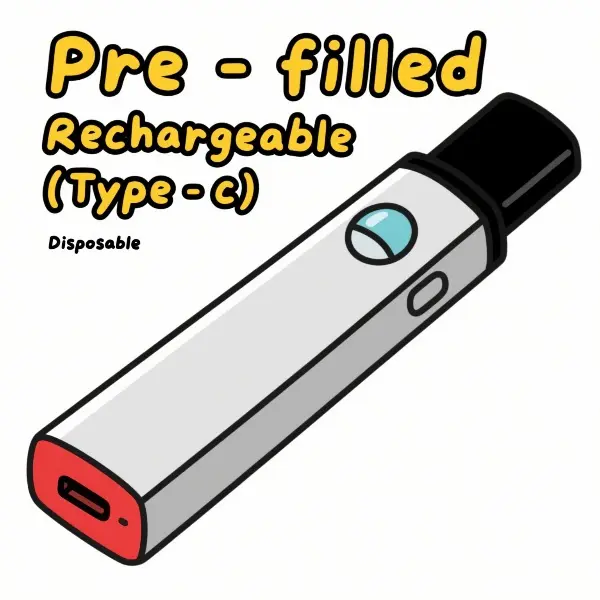 Disposable vape with prefilled pod, Type-C charging, and use-and-dispose design.