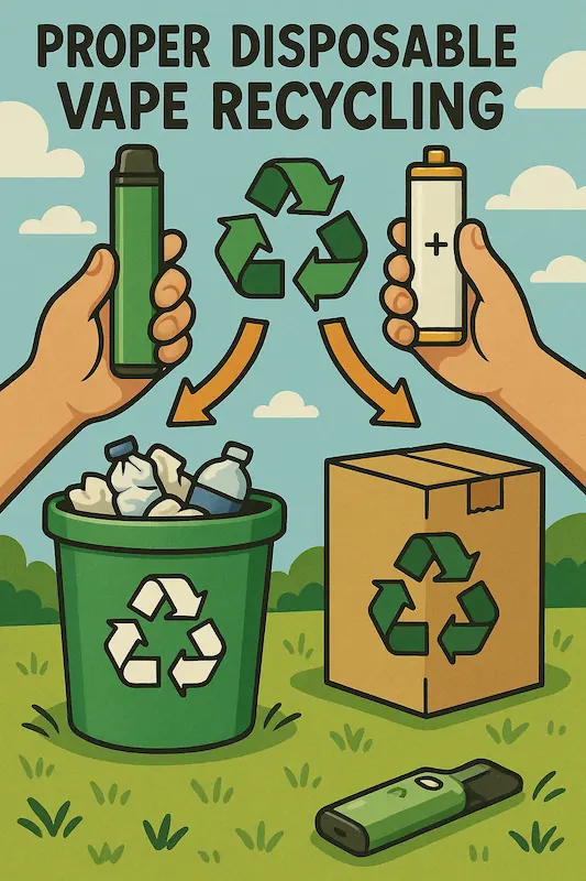 Recycling disposable vape parts including battery