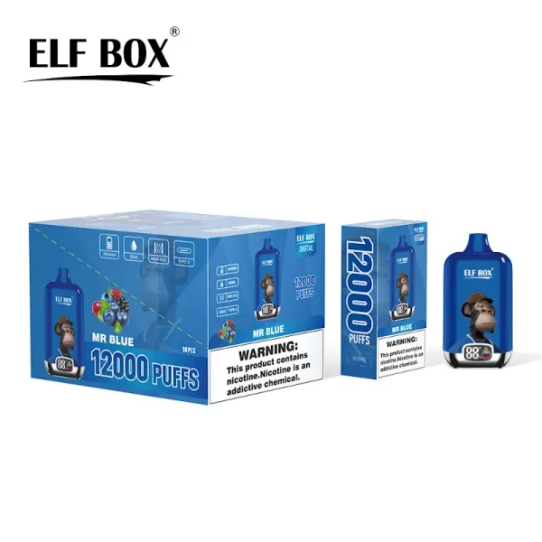ELF BOX Digital Box 12000 12K Puffs Display Disposable Vape Mr Blue Flavor