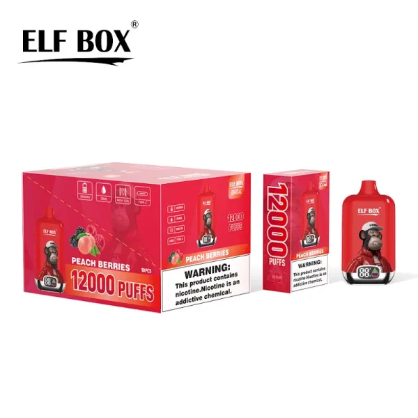 ELF BOX Digital Box 12000 12K Puffs Display Disposable Vape Peach Berries Flavor