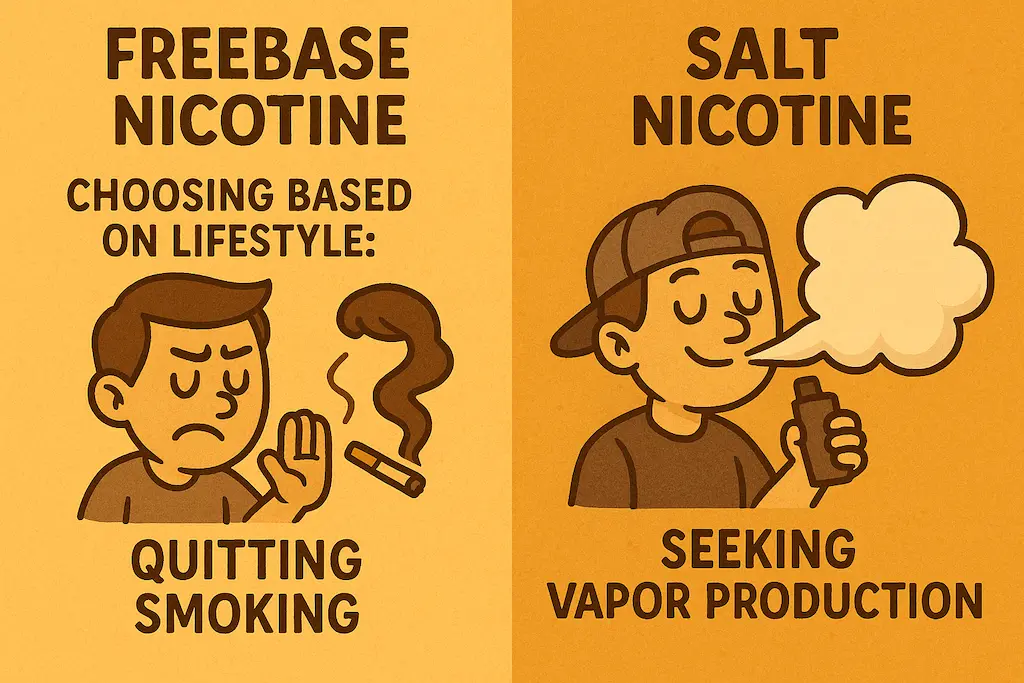 Comparing salt nicotine for quitting smoking and freebase for big vapor clouds