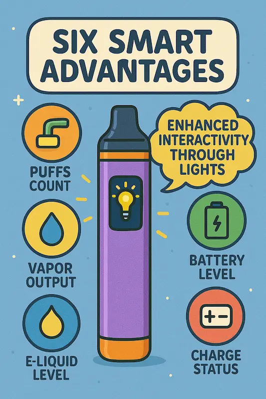 Disposable vape with LED light design enhancing user interactivity
