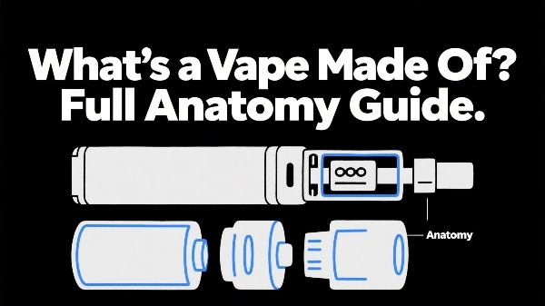 Cover image showing internal parts of a vape device with labeled components like battery, coil, tank, and mouthpiece