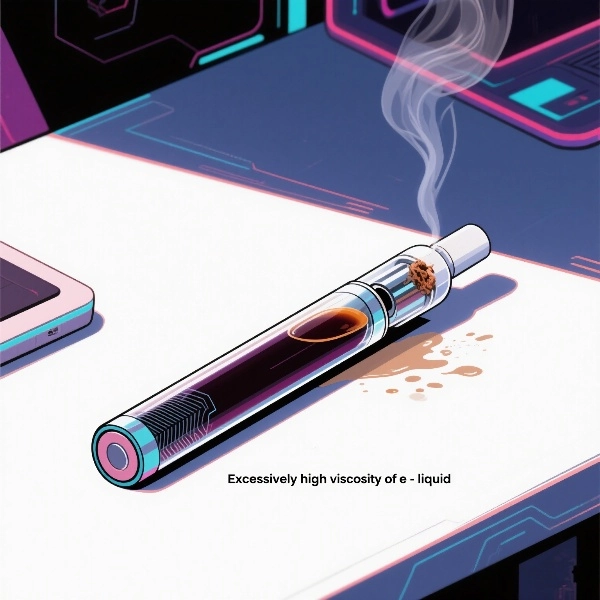 Vape malfunction caused by overly thick and viscous e-liquid clogging the coil