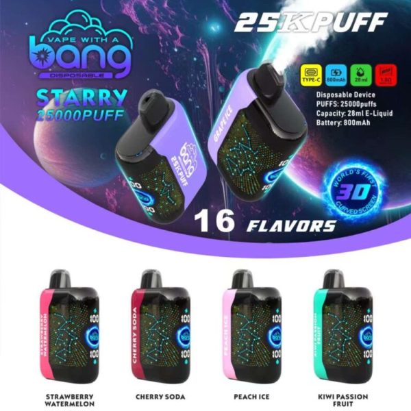 BANG 50000 50k Puffs Starry Sky Disposable Vape Low Nicotine with screen