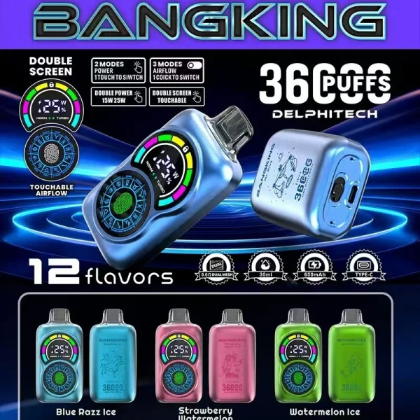 Bang king 36000 36k puffs disposable vape smart screen low nicotine vape bulk wholesale