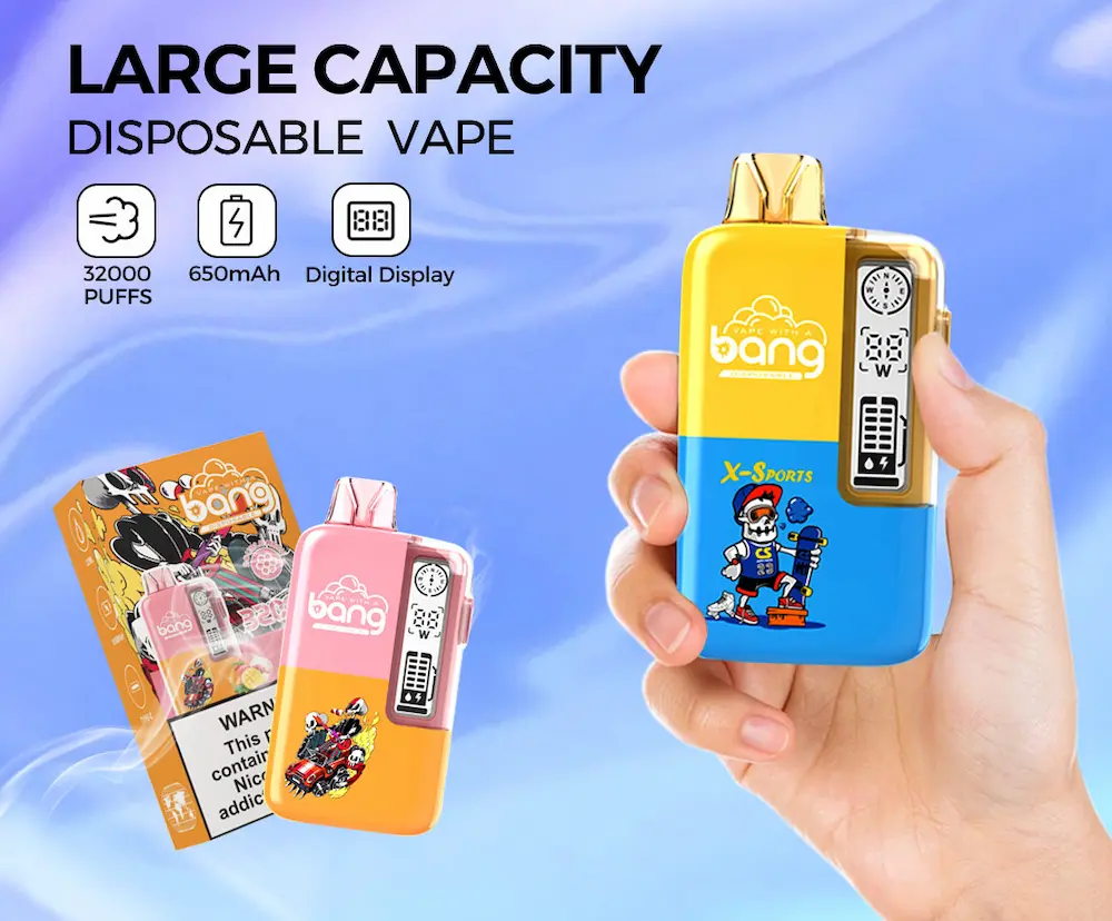Bang 32000 32K puffs disposable vape – Large capacity with 650mAh battery and digital display