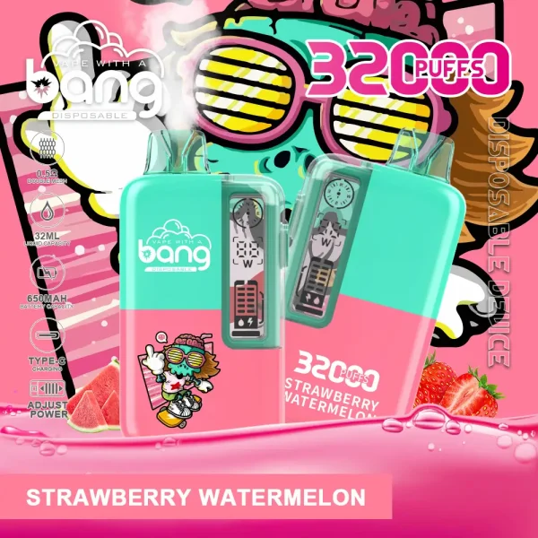 Bang 32000 puffs smart screen disposable vape with digital display and dual coil