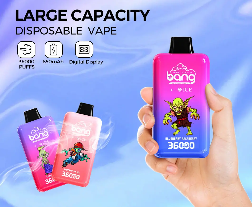 Bang 36000 36K puffs disposable vape with large capacity, digital screen and 850mAh battery