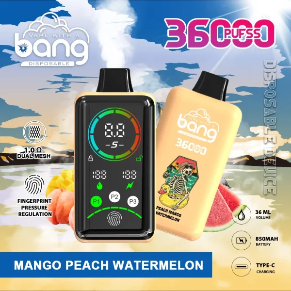 Bang 36000 36K puffs disposable vape - Mango Peach Watermelon flavor
