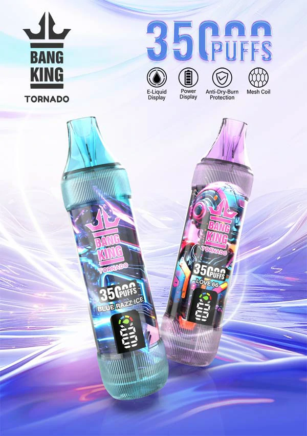 bang king tornado 35000 35k puffs vape desechable con pantalla y luz RGB