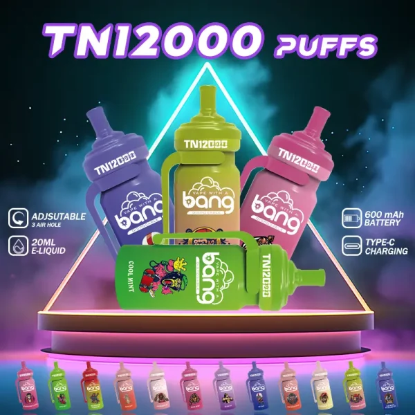 Bang TN 12000 disposable vape main display with multiple color options