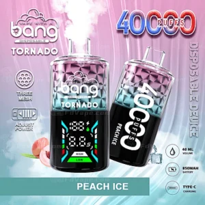 bang tornado 40000 40k puffs disposable vape with screen peach ice flavor