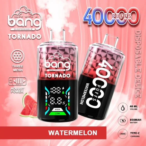 bang tornado 40000 40k puffs disposable vape with screen watermelon flavor