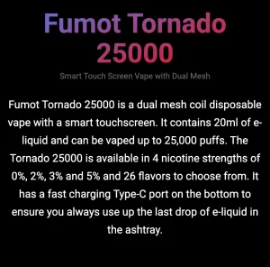 Details of Fumot Tornado 25000 Figure 1