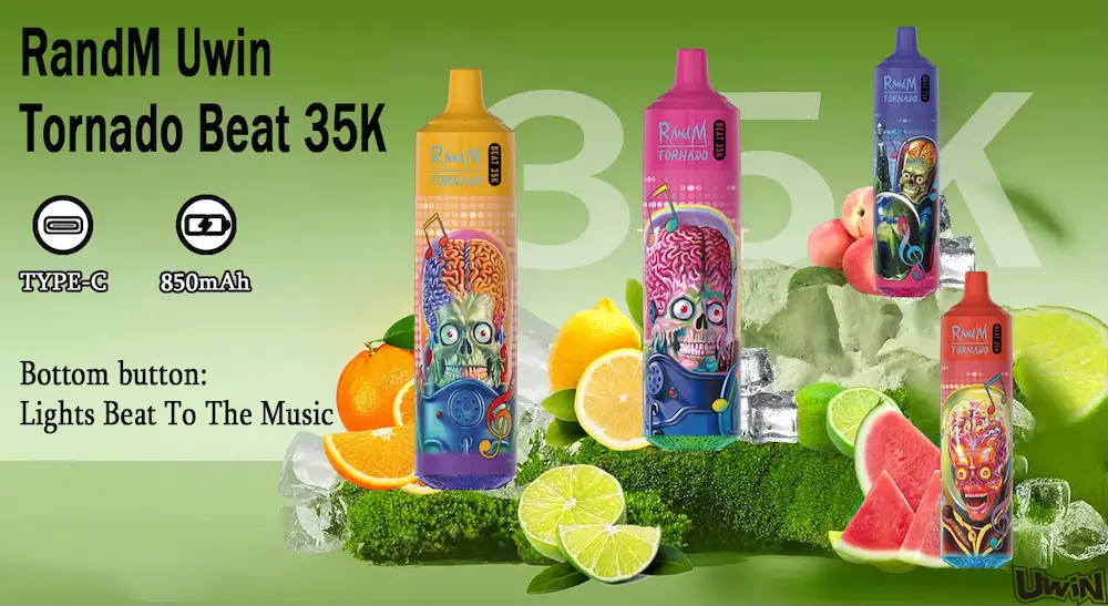 Uwin RandM Tornado 35000 35K Puffs Einweg Vape 14 Uwin RandM Tornado Beat 35000 35K Puffs - Licht und Musikfunktion