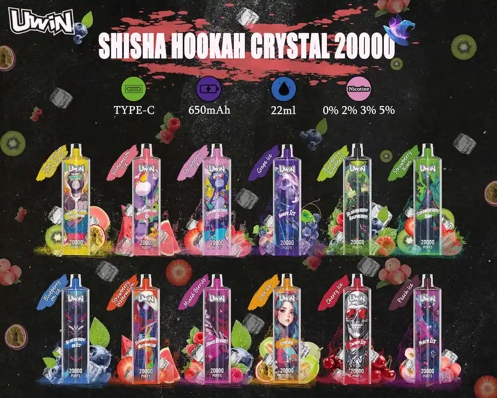 Uwin Shisha Hookah Crystal 20000 vape alle verfügbaren Geschmacksrichtungen Vorschau