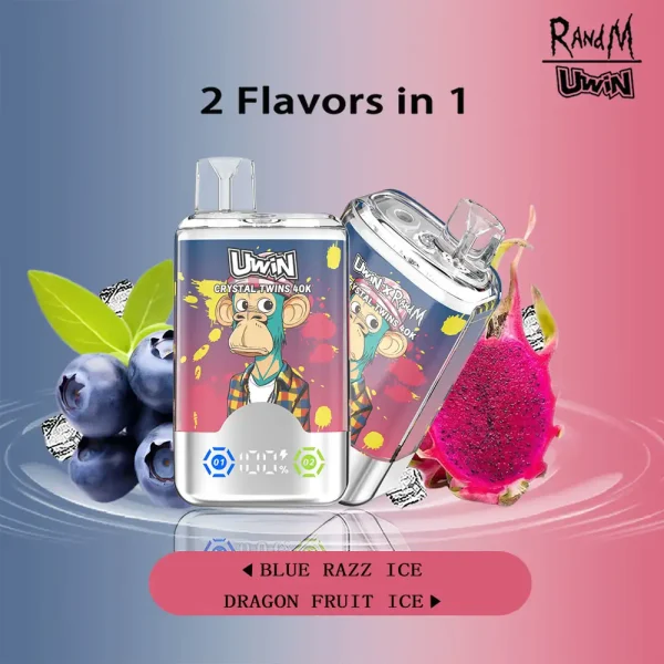 Uwin Twins Crystal 40000 puffs disposable vape - Blue Razz Ice & Dragon Fruit Ice