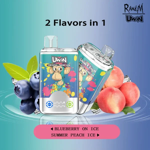 Uwin Twins Crystal 40000 puffs disposable vape - Blueberry on Ice & Summer Peach Ice