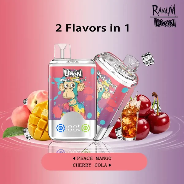 Uwin Twins Crystal 40000 puffs disposable vape - Peach Mango & Cherry Cola