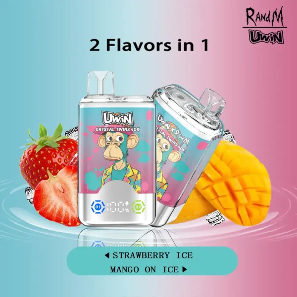 Uwin Twins Crystal 40000 puffs disposable vape - Strawberry Ice & Mango on Ice