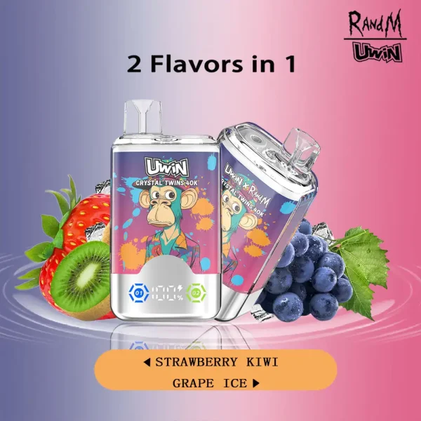 Uwin Twins Crystal 40000 puffs disposable vape - Strawberry Kiwi & Grape Ice