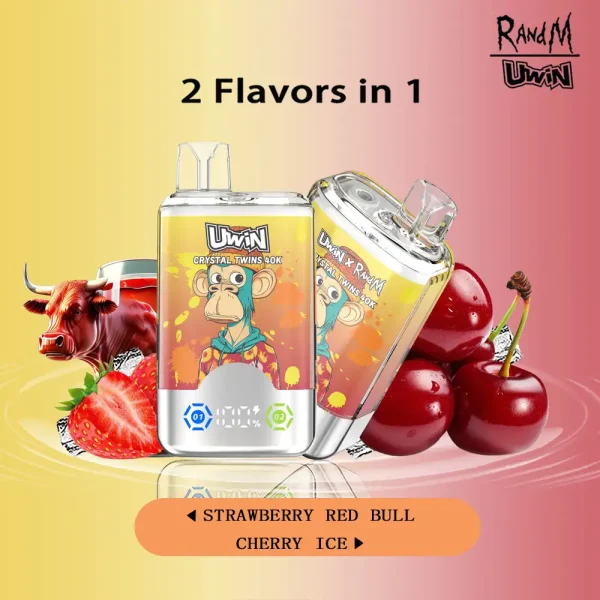 Uwin Twins Crystal 40000 puffs disposable vape - Strawberry Red Bull & Cherry Ice