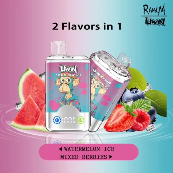Uwin Twins Crystal 40000 puffs disposable vape - Watermelon Ice & Mixed Berries