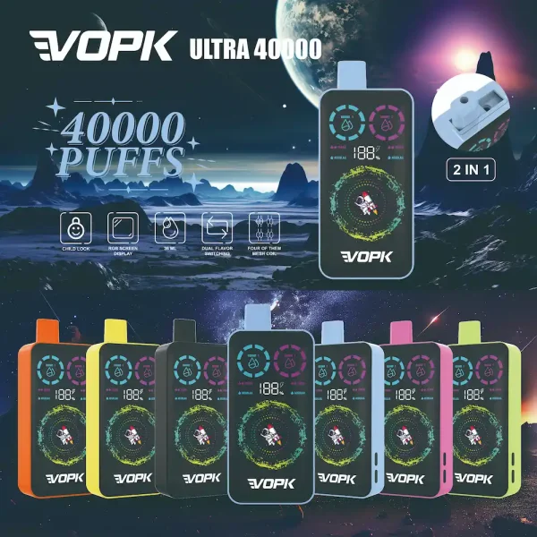 Vapeador desechable VOPK Ultra 40000 puffs con pantalla y boquilla con interruptor