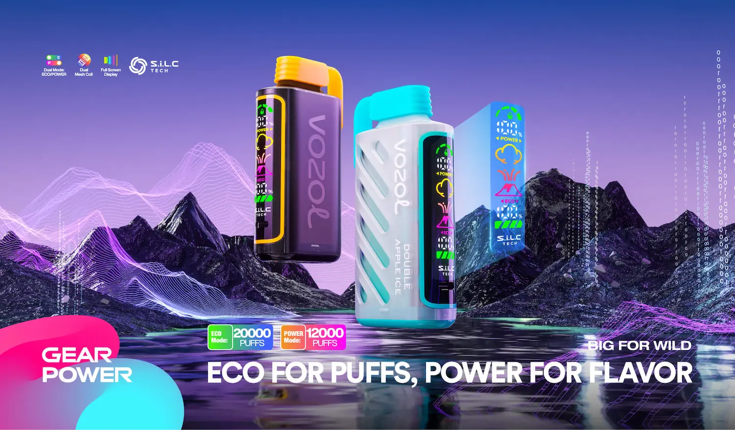 VOZOL Gear Power – ECO for more puffs, POWER for stronger flavor, dual vaping mode system