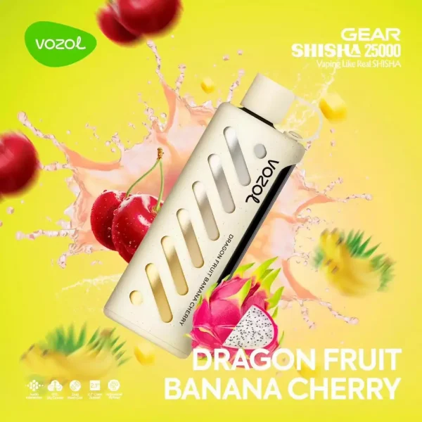 Vozol Gear Shisha 25000 disposable vape - Dragon Fruit Banana Cherry