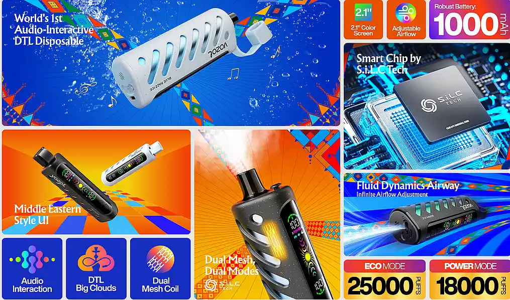 Hookah vs Vape: 13-Year Vaper Breaks Down Differences 4 Vozol Gear Shisha 25000 vape - dual mesh coil, airflow control, 2.1 inch screen features