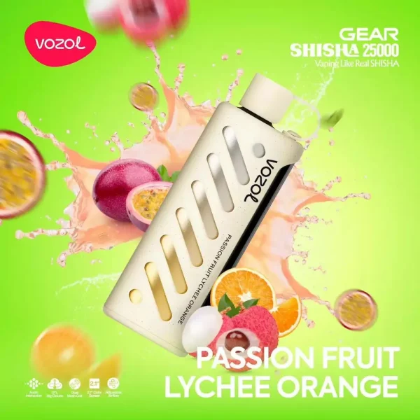 Vozol Gear Shisha 25000 disposable vape - Passion Fruit Lychee Orange flavor