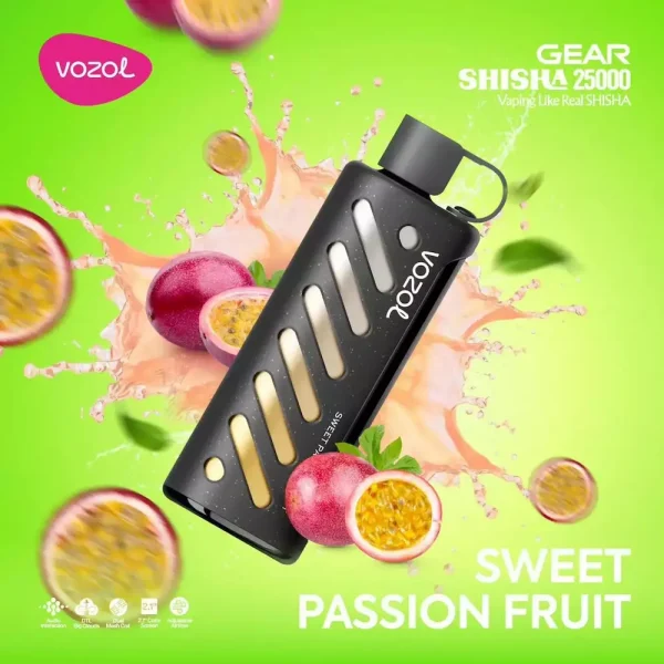 Vozol Gear Shisha 25000 disposable vape - Sweet Passion Fruit flavor