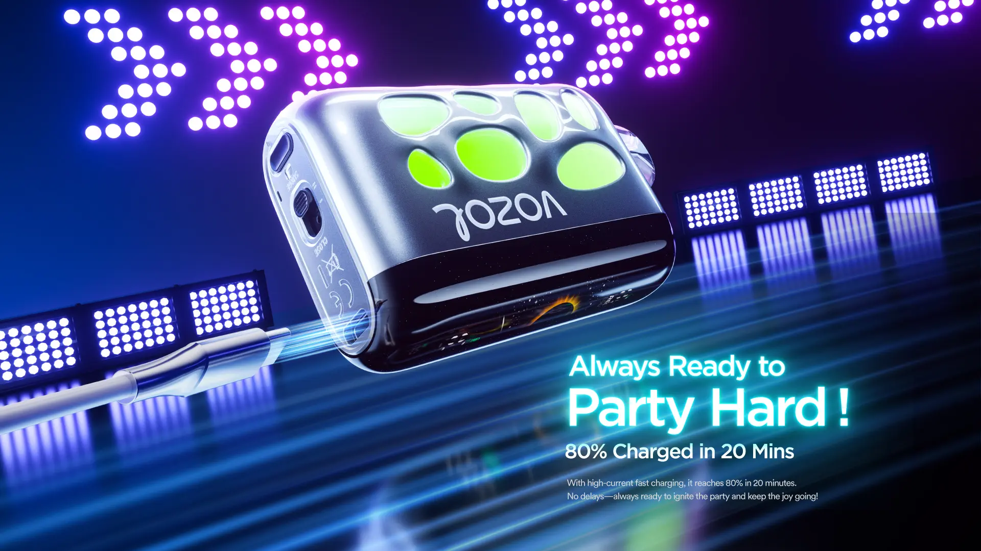 Vozol Rave 40000 vape charges to 80% in just 20 minutes