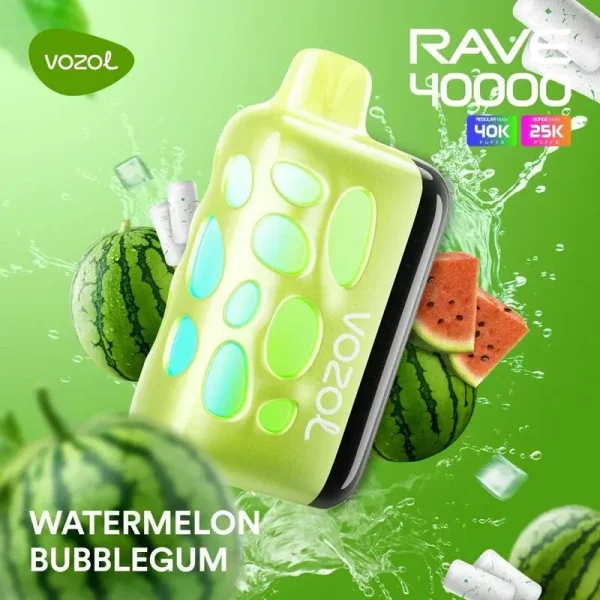 Vozol Rave 40000 disposable vape - Watermelon Bubblegum flavor