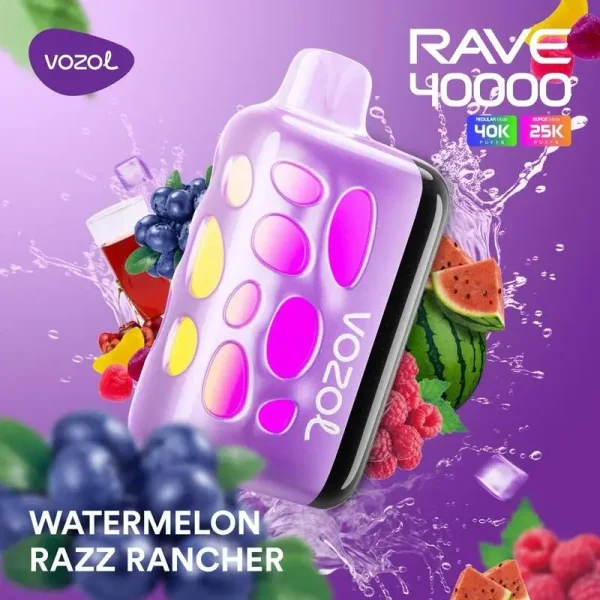 Vozol Rave 40000 disposable vape - Watermelon Razz Rancher flavor