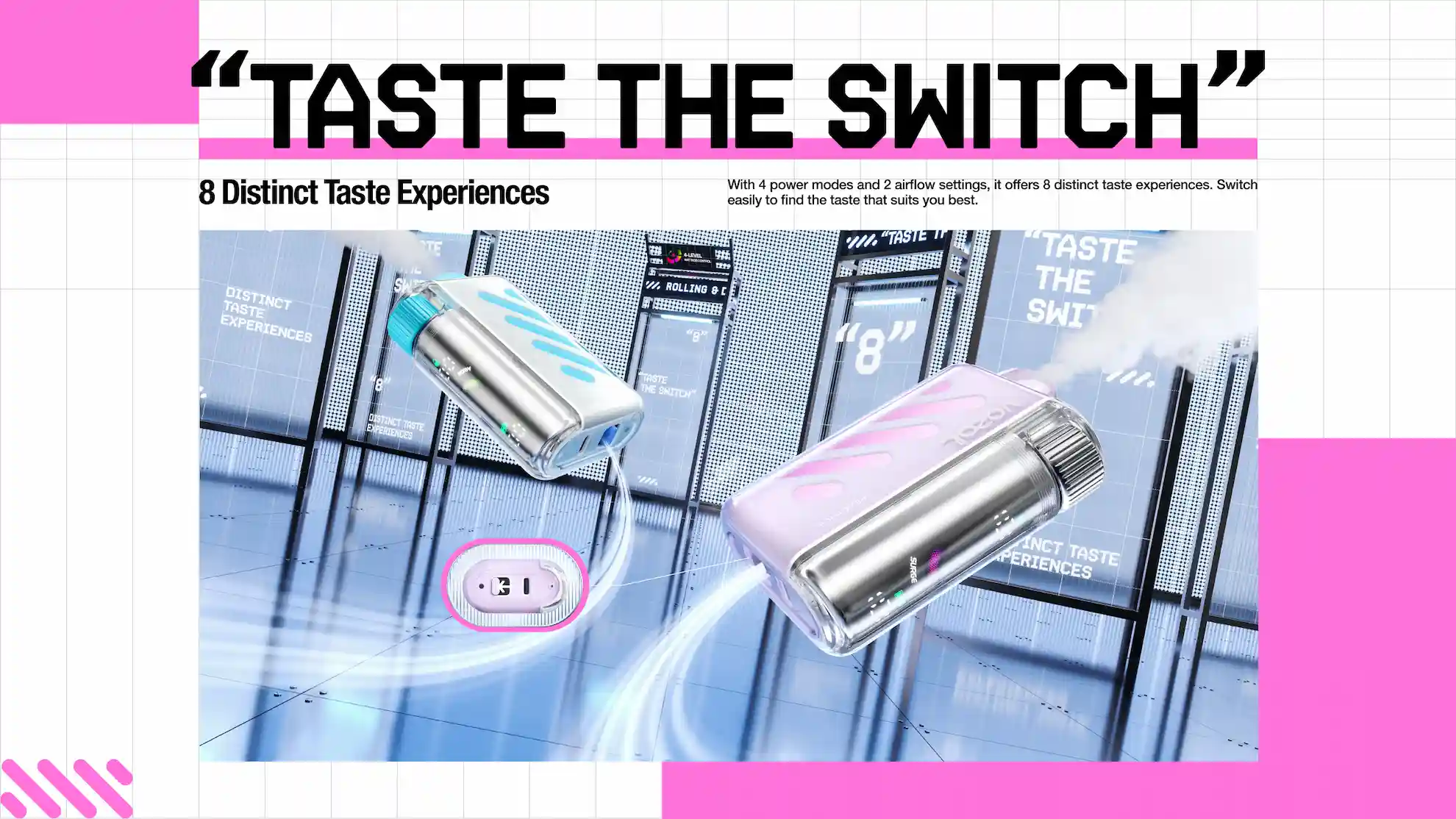 Vozol Vista 40000 disposable vape - 4 power modes and 2 airflow settings for 8 unique taste experiences
