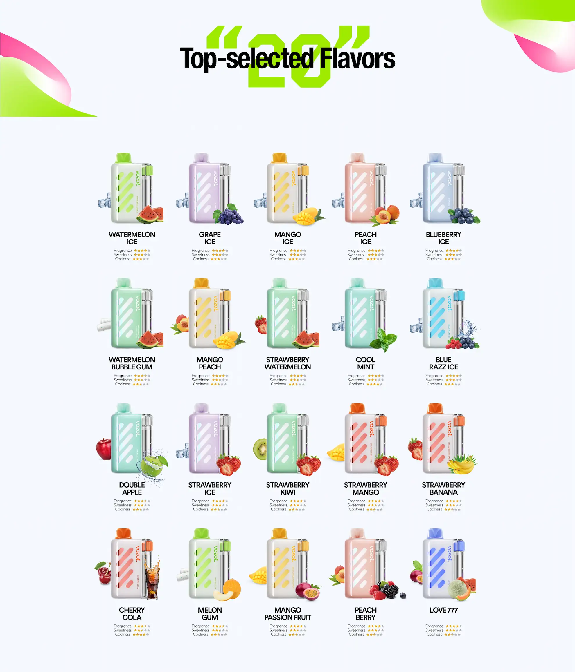 Vozol Vista 40000 disposable vape - 20 flavor options