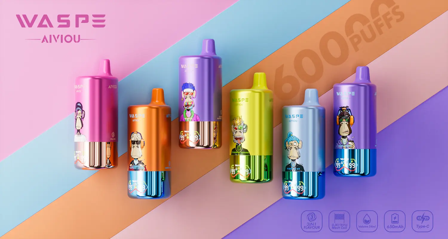 WASPE 60000 60K puffs disposable vape - 3-in-1 flavor, mesh coil, and colorful design