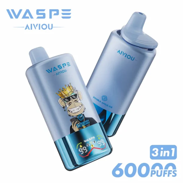 WASPE 60000 60K puffs triple flavor disposable vape - Blueberry Raspberry, Blueberry Cotton Candy, Double Apple Ice