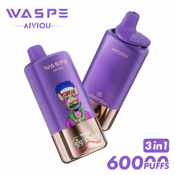 WASPE 60000 60K puffs triple flavor disposable vape - Grape Ice, Strawberry Candy, Strawberry Raspberry Cherry